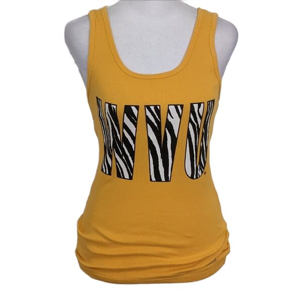 Soffe WVU Yellow Tank Top with Zebra Accents Size Medium West Virginia Tank Top - Picture 1 of 6